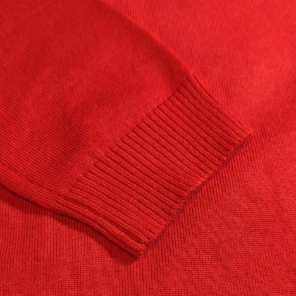 Cyrus Vibrant Red Knit Top with Mesh Accents - Picture 2 of 14